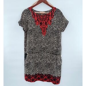 Kachel Silk Shift Mini Dress 4P Geometric Work Office Teacher Day Night Pockets
